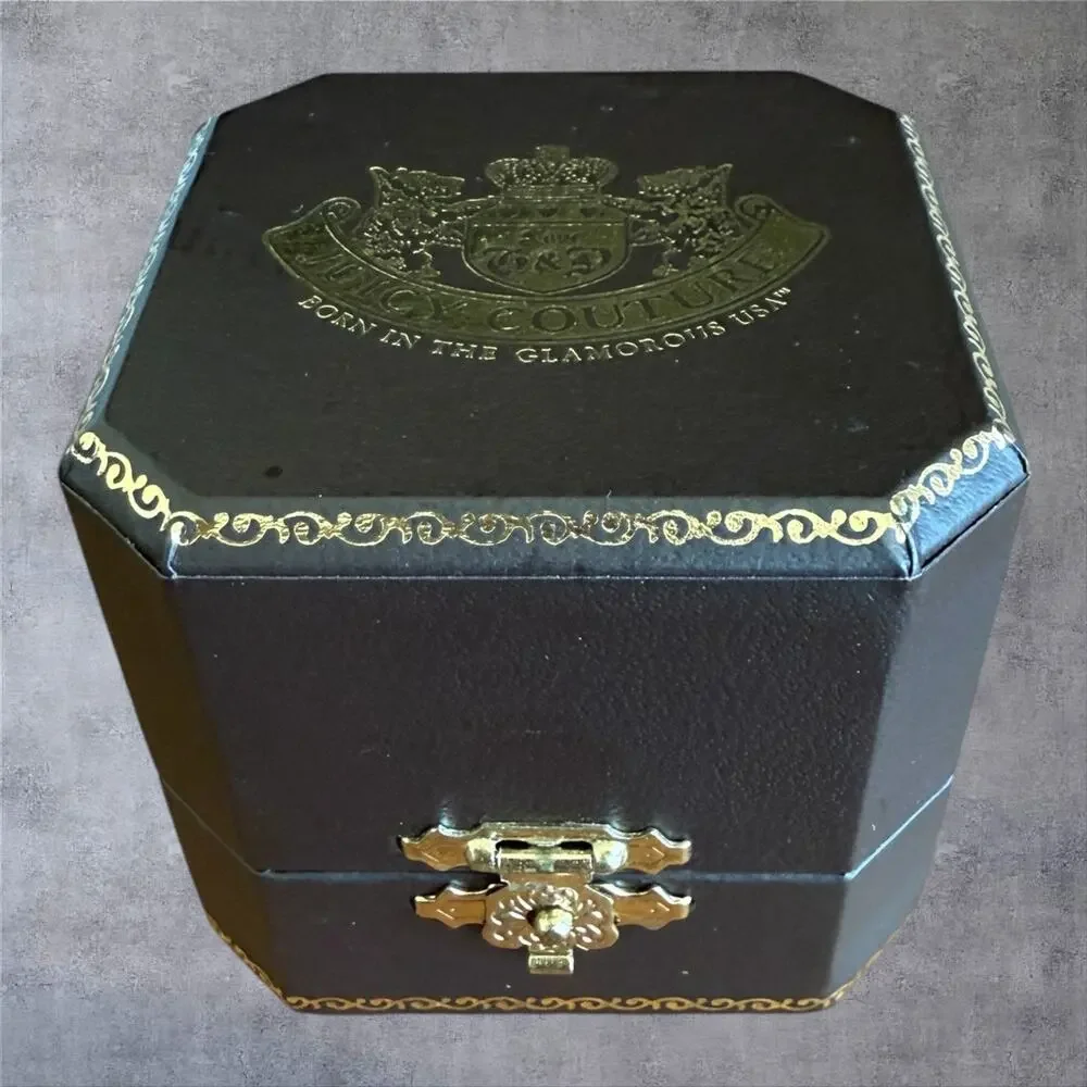 Juicy Couture Vtg Charm Box Brown Gold Crest Octagon Jewelry Case Y2K Nordstrom
